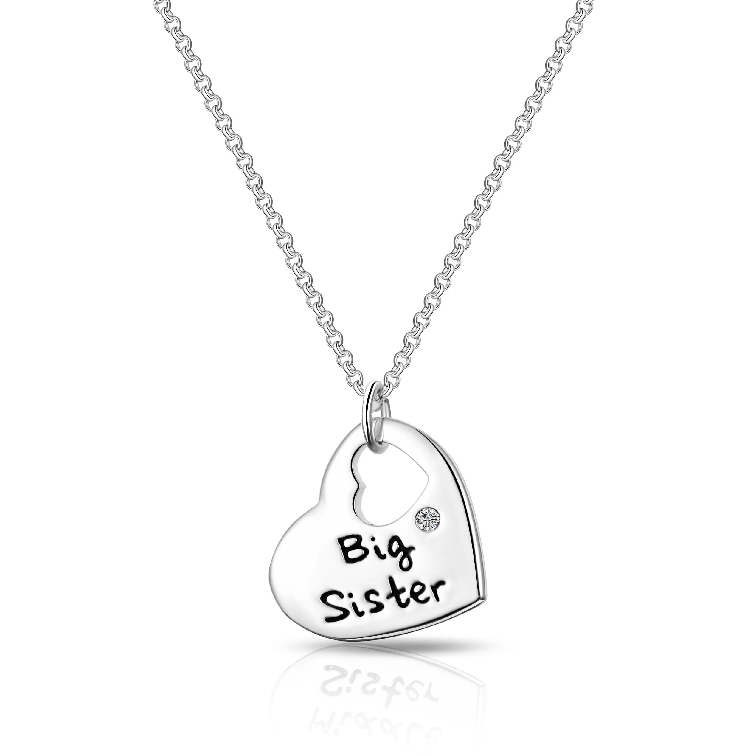 Big Sister Heart Necklace with Quote Card Created with Zircondia® Crystals