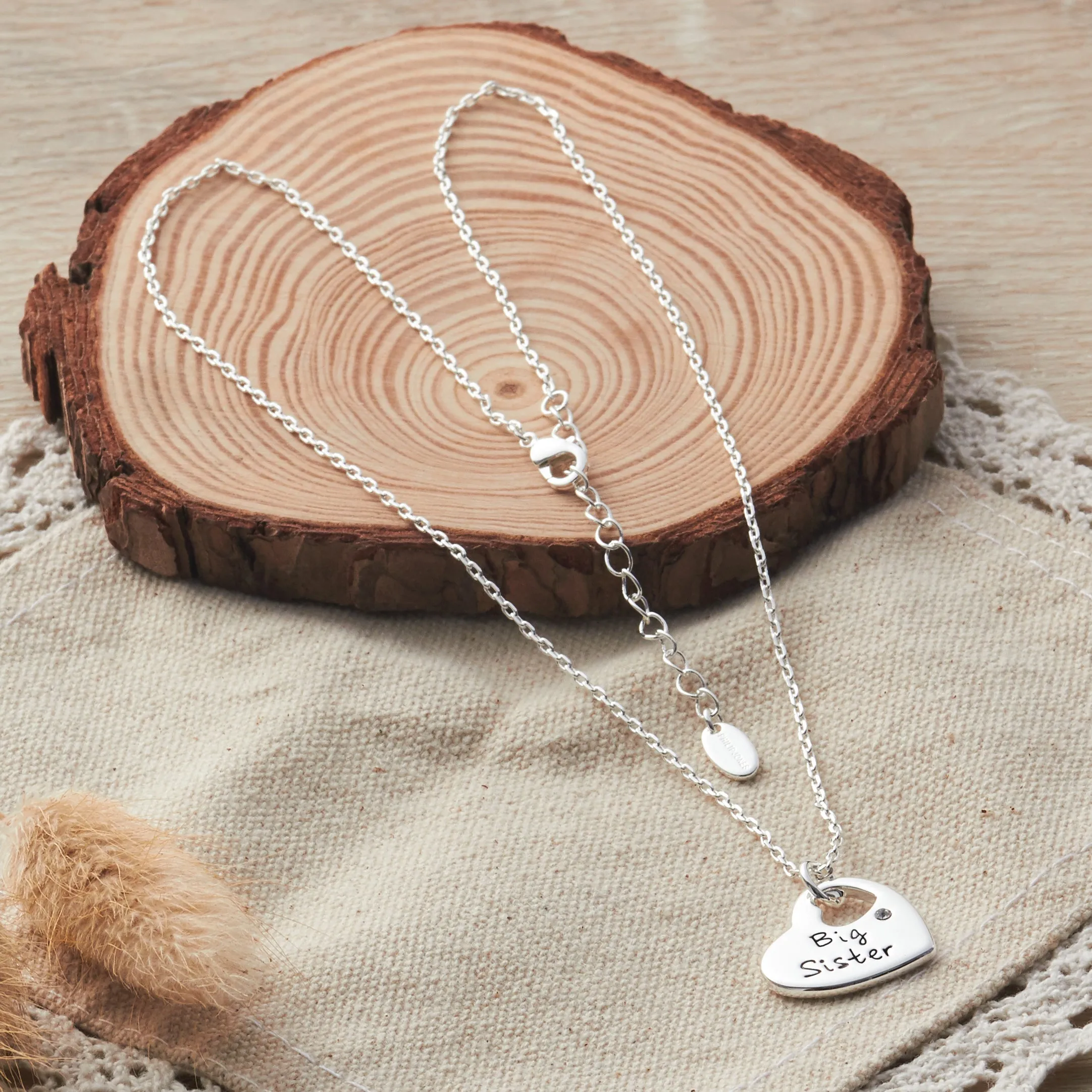 Big Sister Heart Necklace with Quote Card Created with Zircondia® Crystals