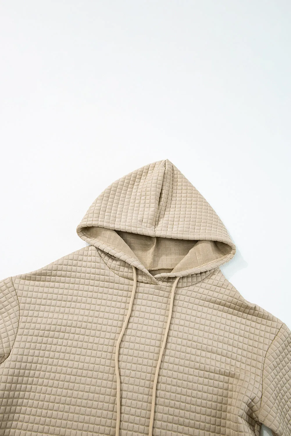 Black Quilted Kangaroo Pocket Drawstring Hoodie