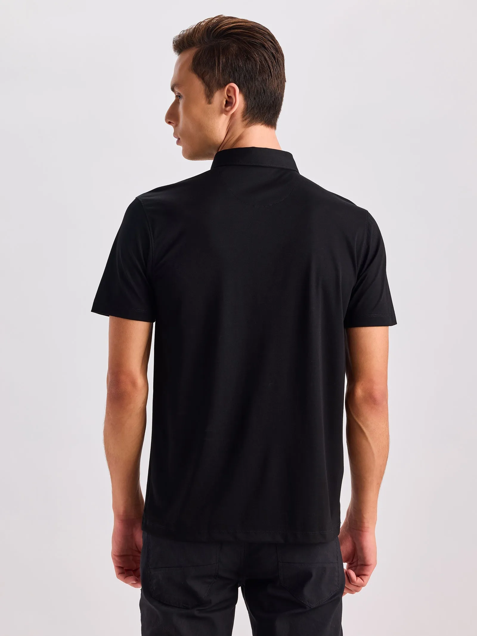 Black Solid Polo T-Shirt