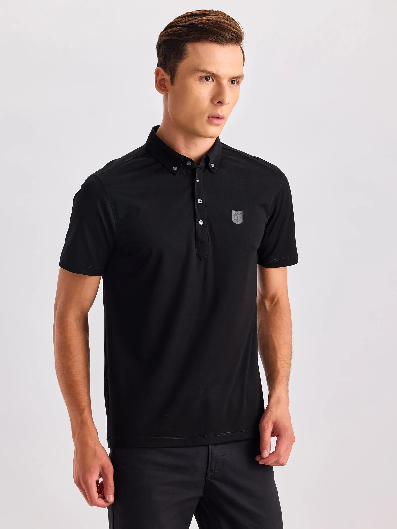 Black Solid Polo T-Shirt