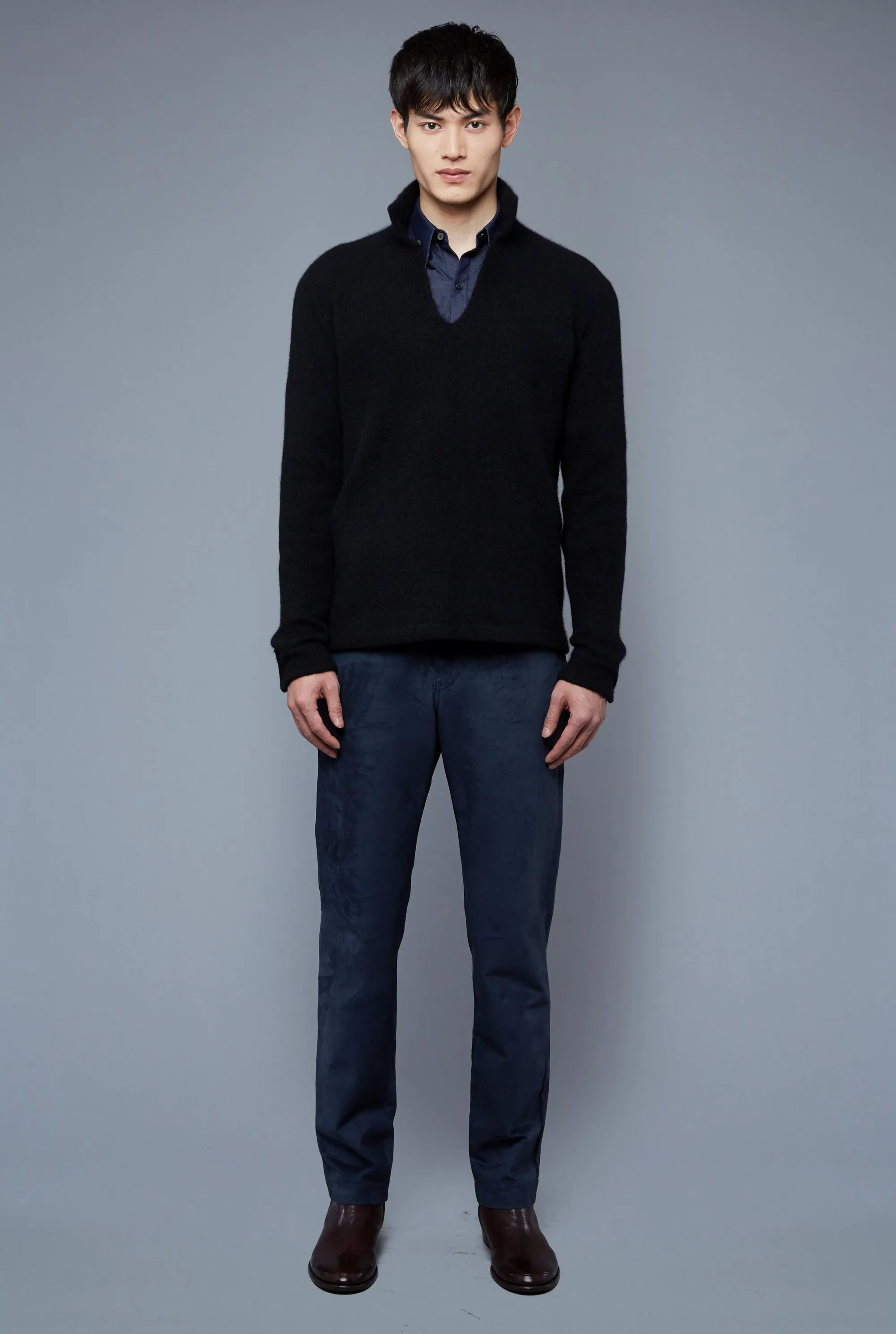 Bouclé Polo | Black Cashmere