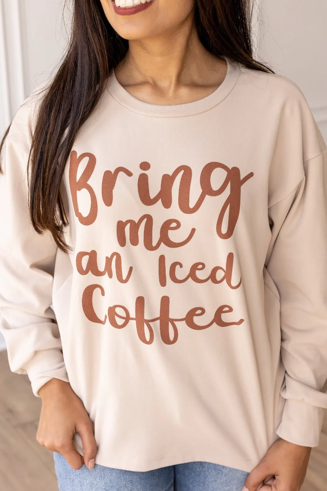 Bring Me An Iced Coffee on Cream Crewneck Sweatshirt