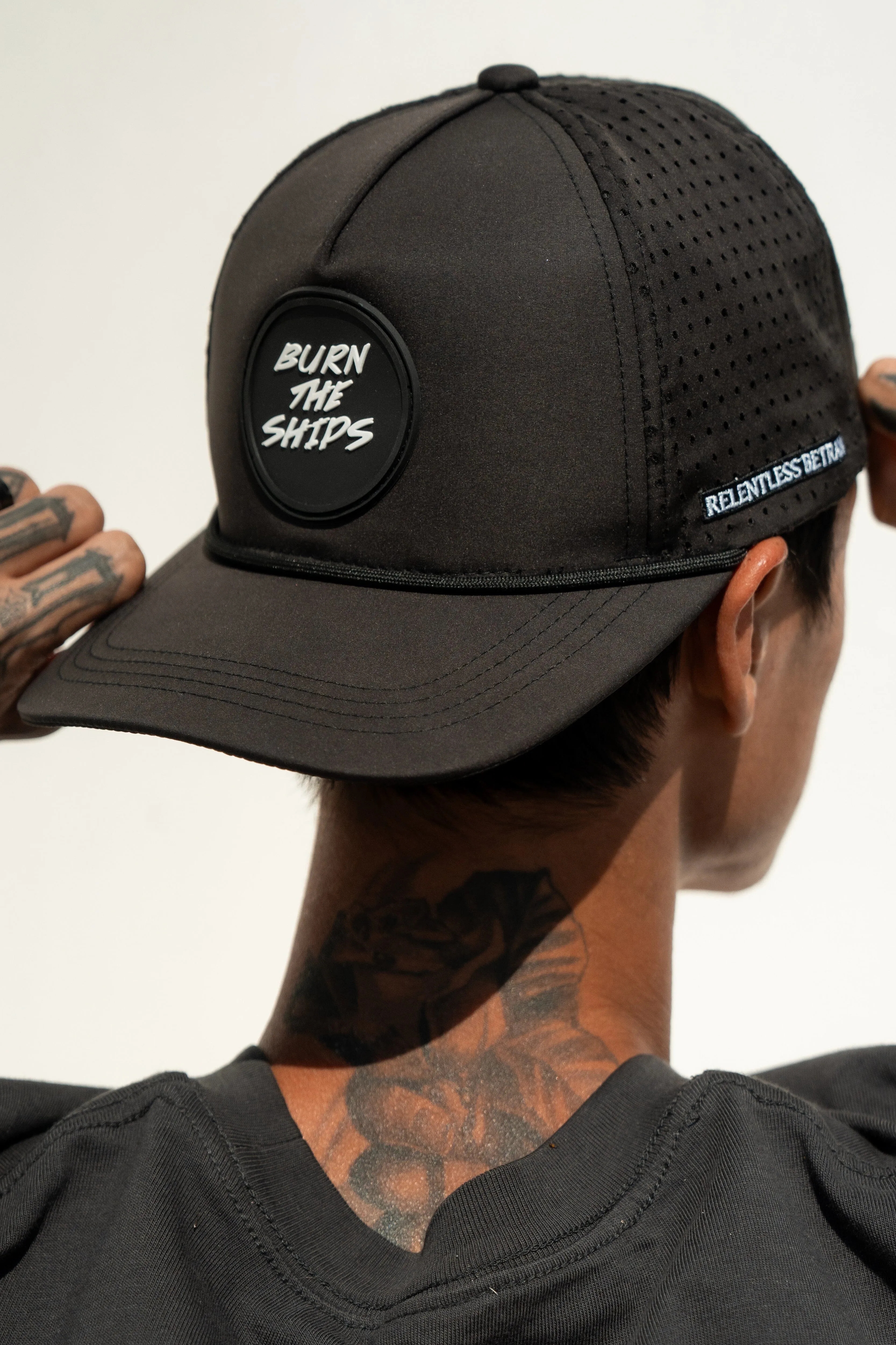 Burn The Ships Black PVC Snapback