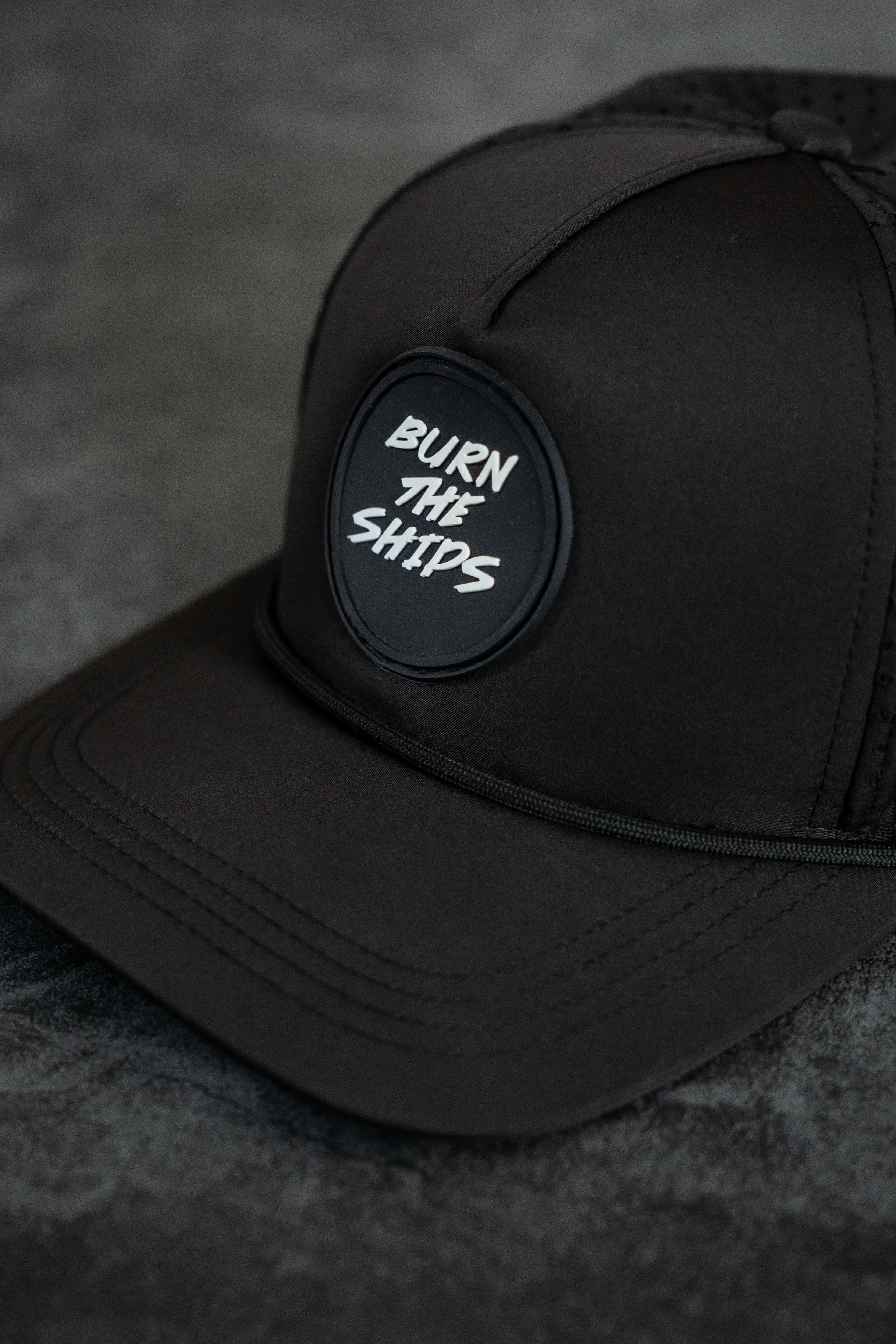 Burn The Ships Black PVC Snapback