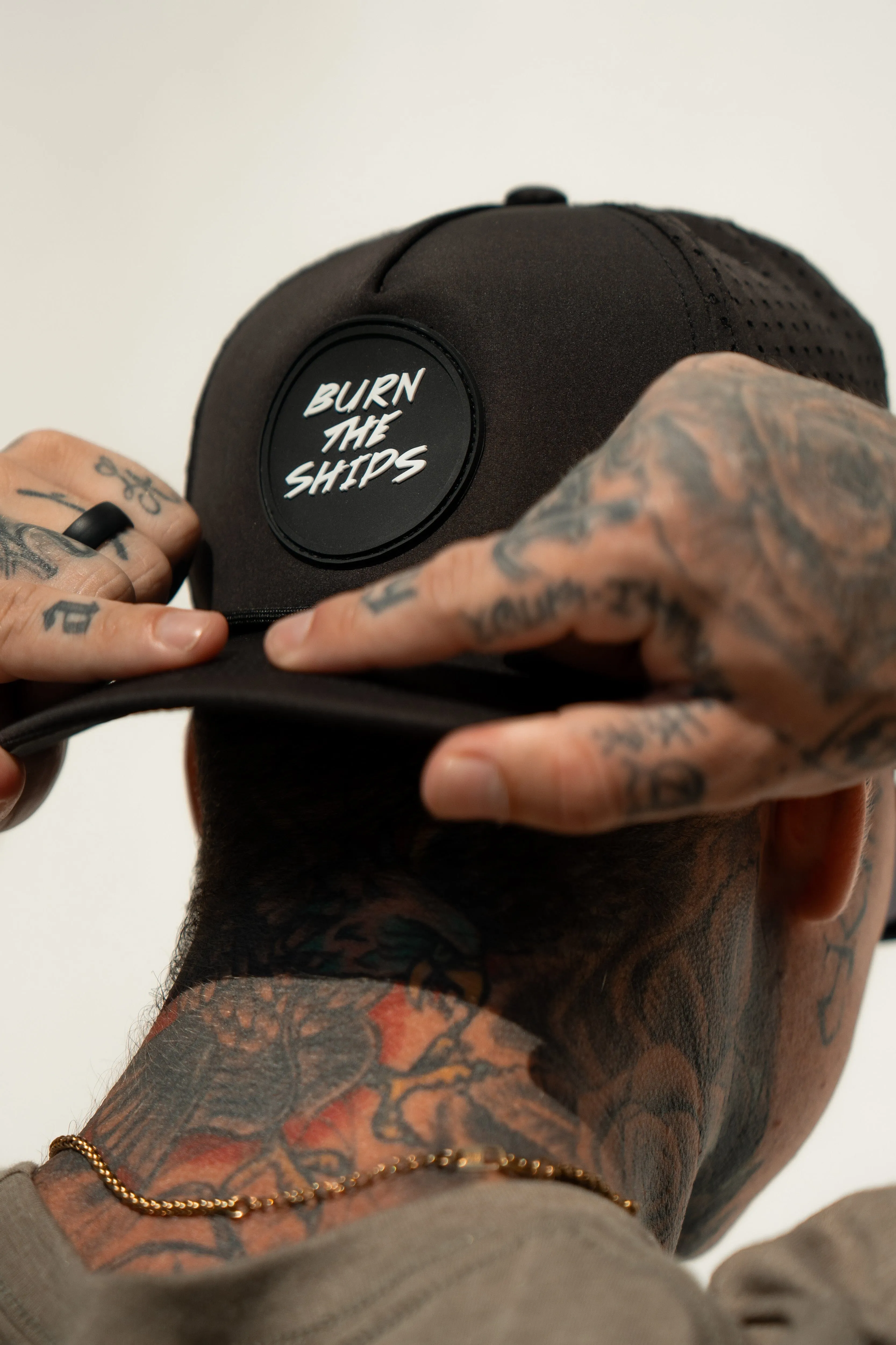 Burn The Ships Black PVC Snapback