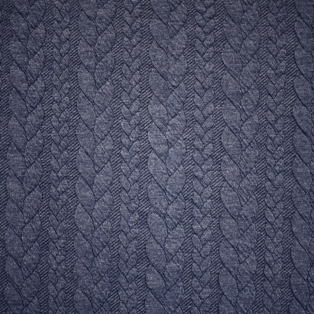 Cable Stripe Quilted Double Knit Indigo