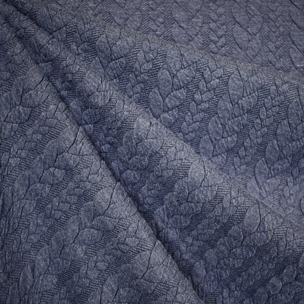 Cable Stripe Quilted Double Knit Indigo