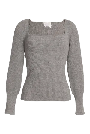 Camila Ribbed Square Neck Sweater | Grey