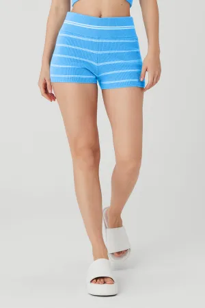 Cashmere Mini Stripe Short - Azure Blue/White