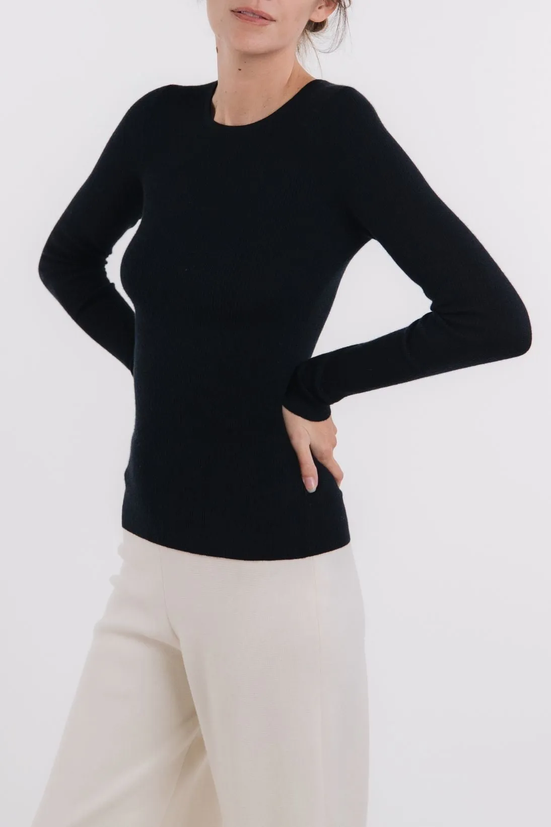 CASHMERE RIBBED CREWNECK