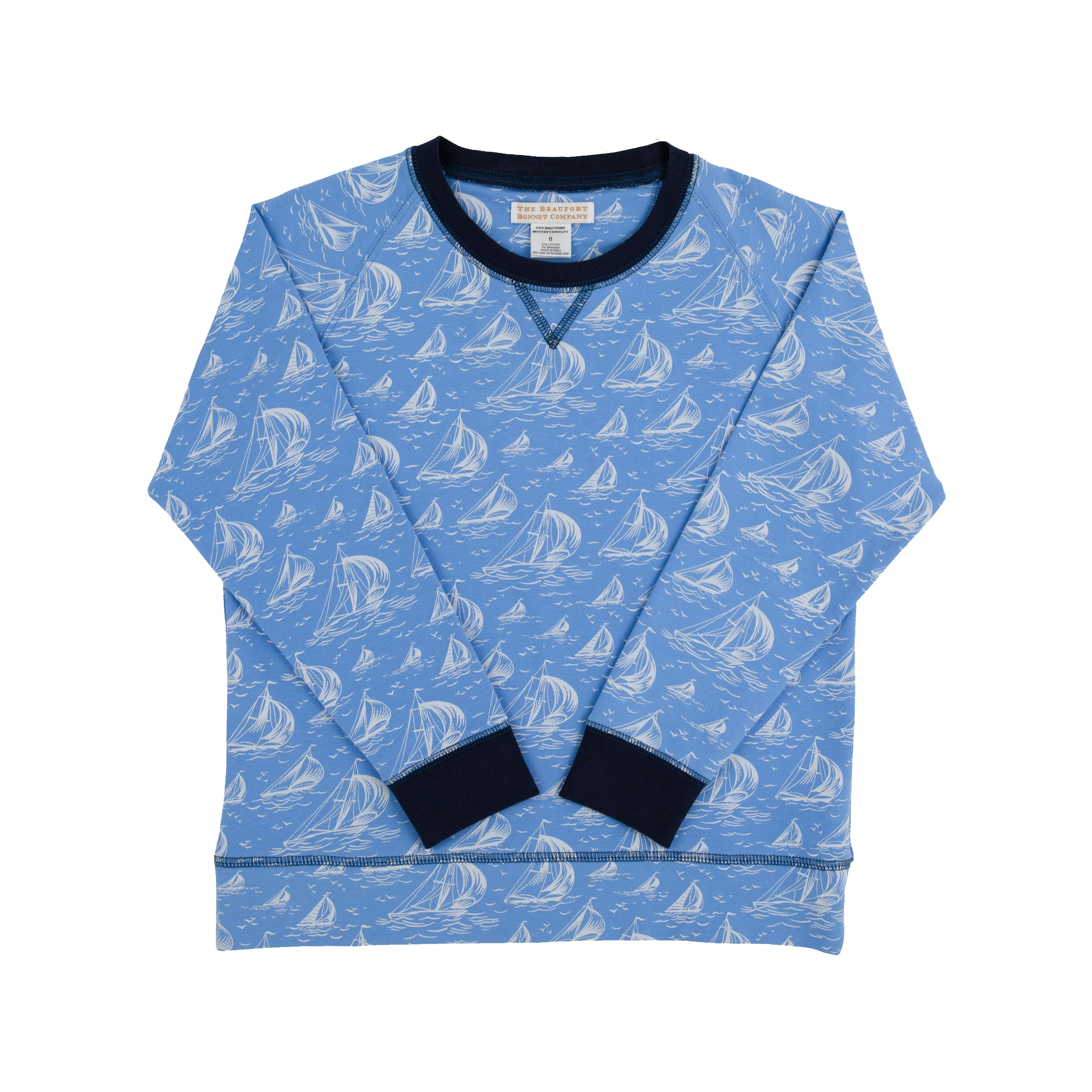 Cassidy Comfy Crewneck (Unisex) - St. Simon's Sailboat with Nantucket Navy