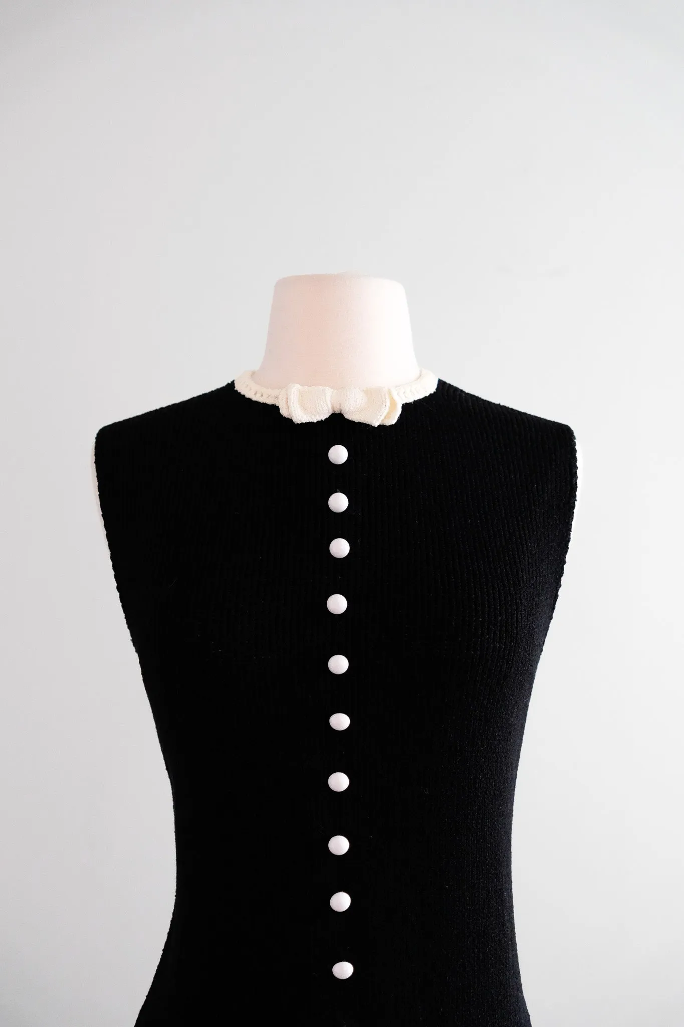 Chic 1960's Black & White Mod Knit Dress by St. John Knits / M