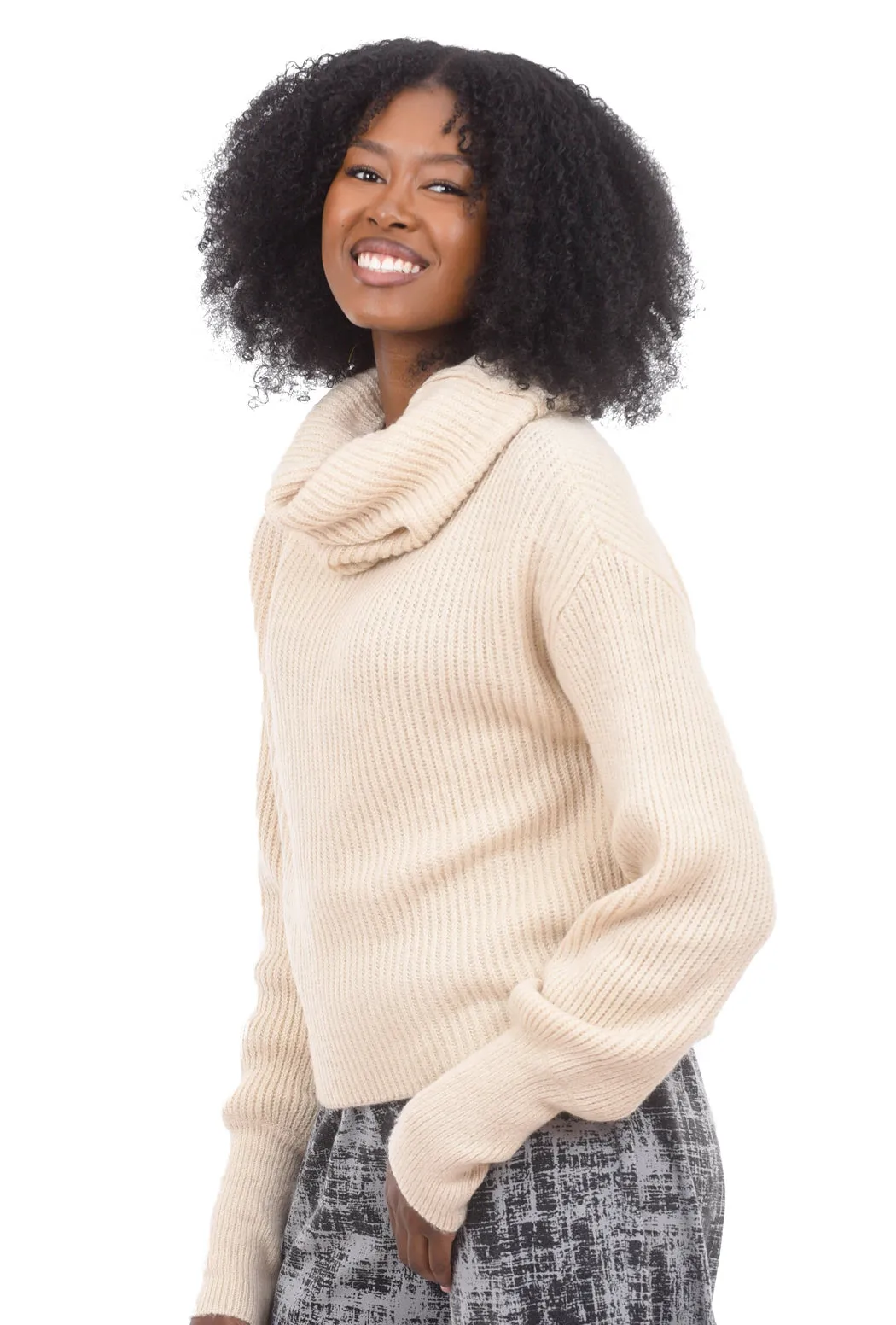 Chunky Turtleneck Sweater, Cream