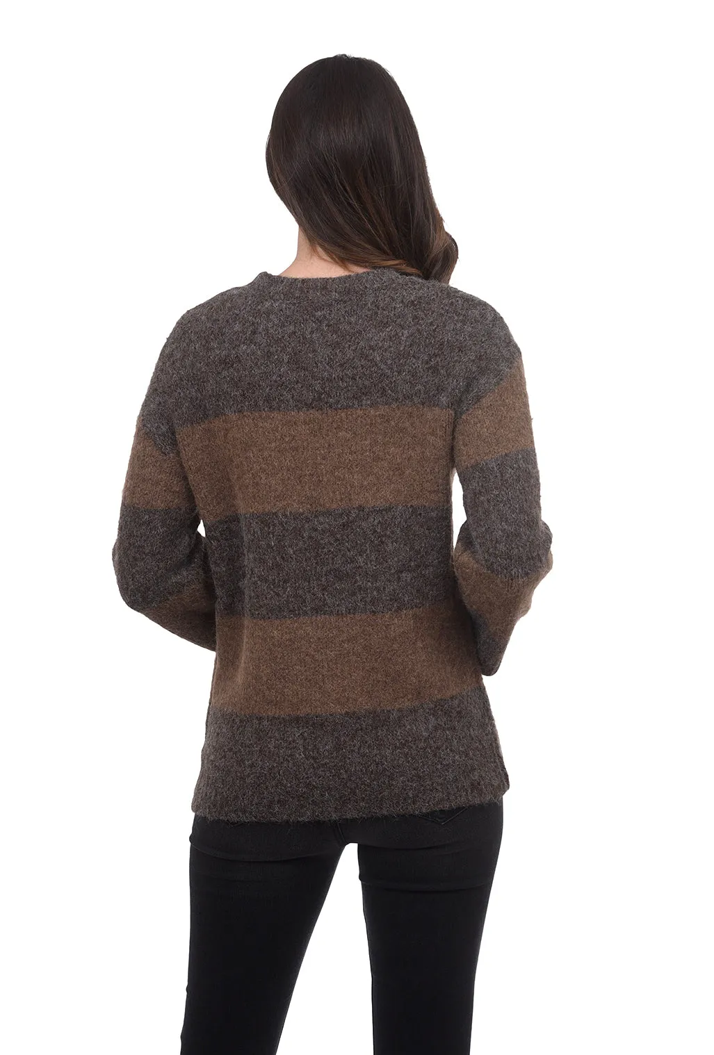 Color-Block Oversize Sweater, Brown