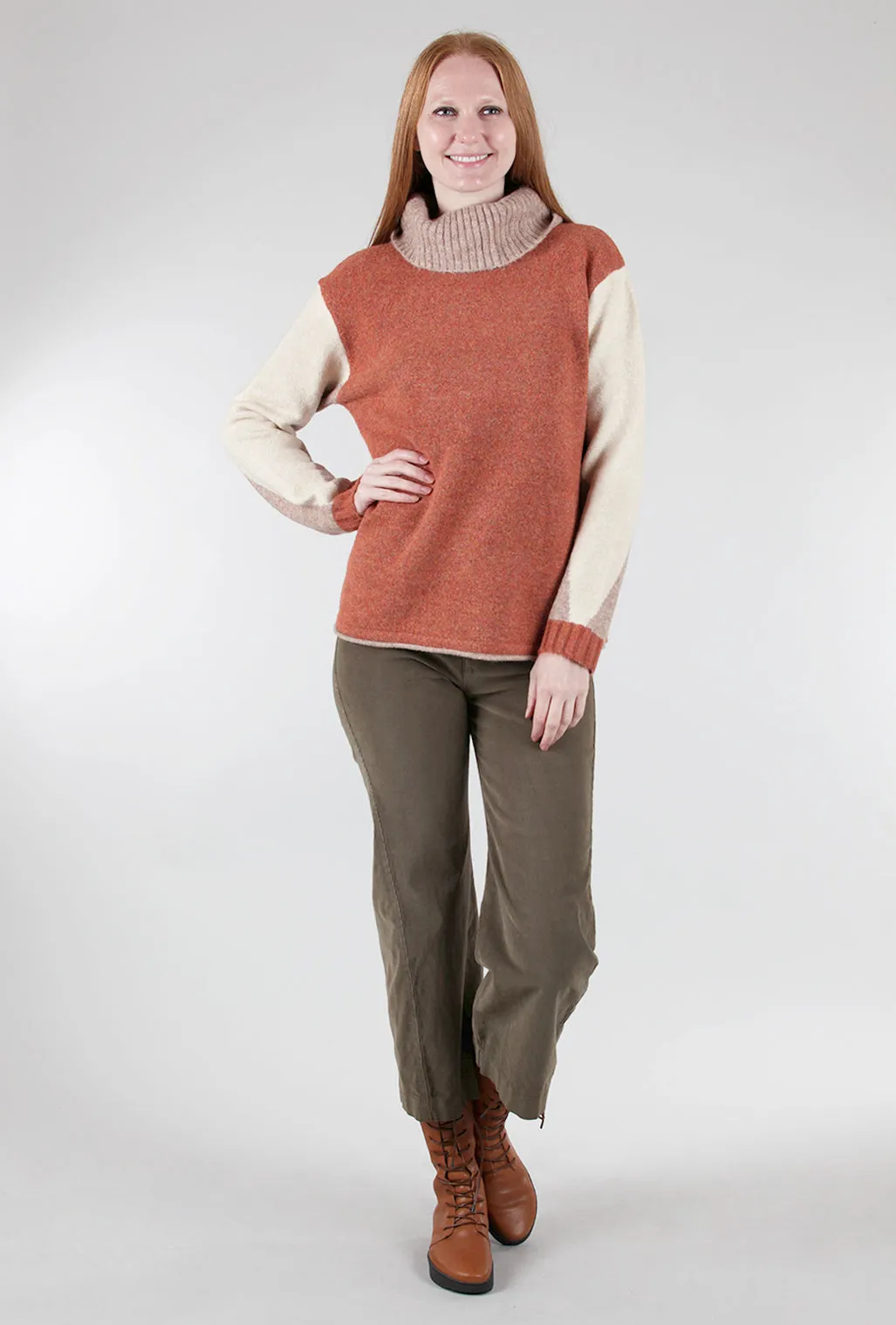 Color Block Turtleneck, Rust