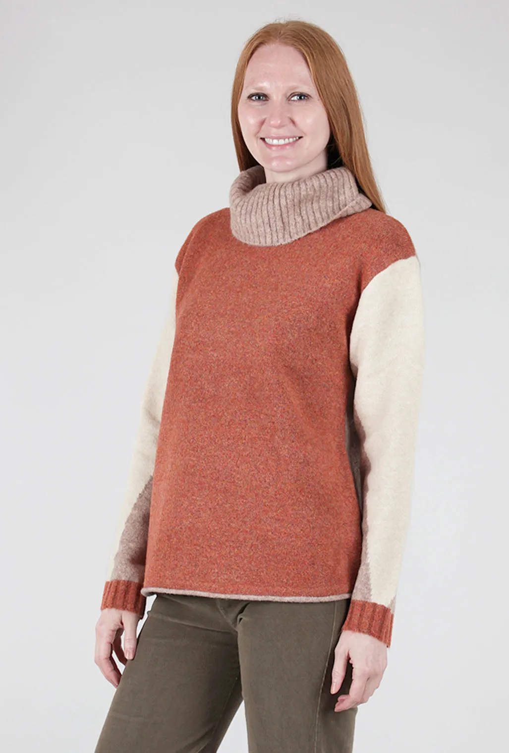 Color Block Turtleneck, Rust