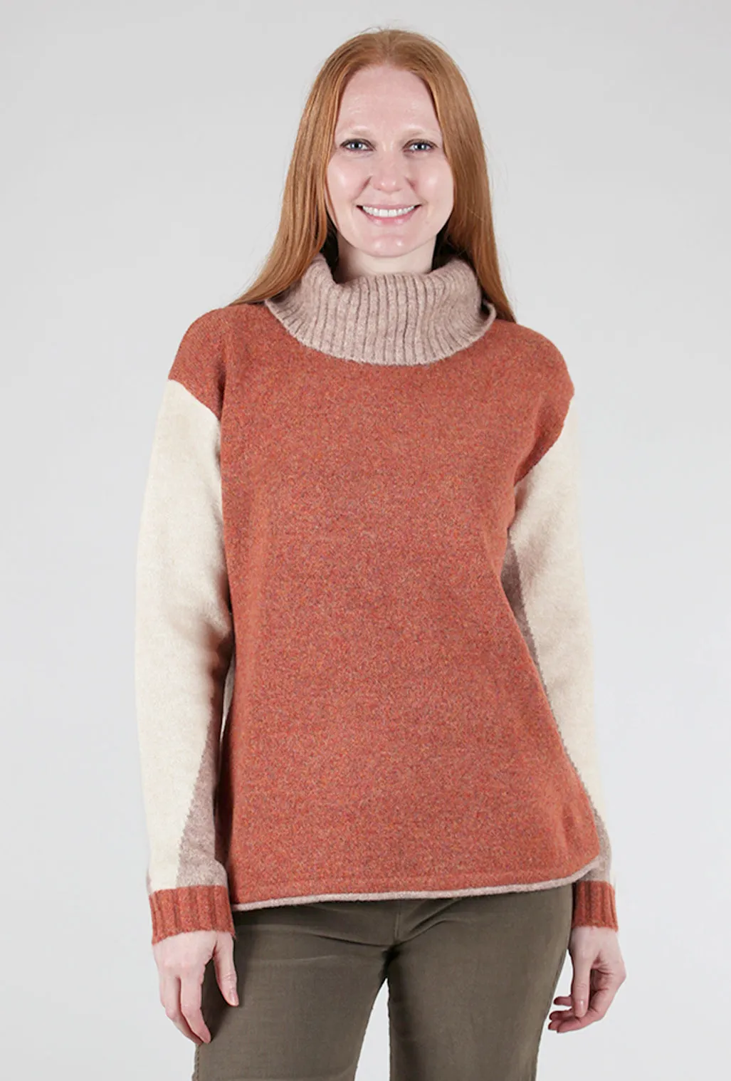 Color Block Turtleneck, Rust