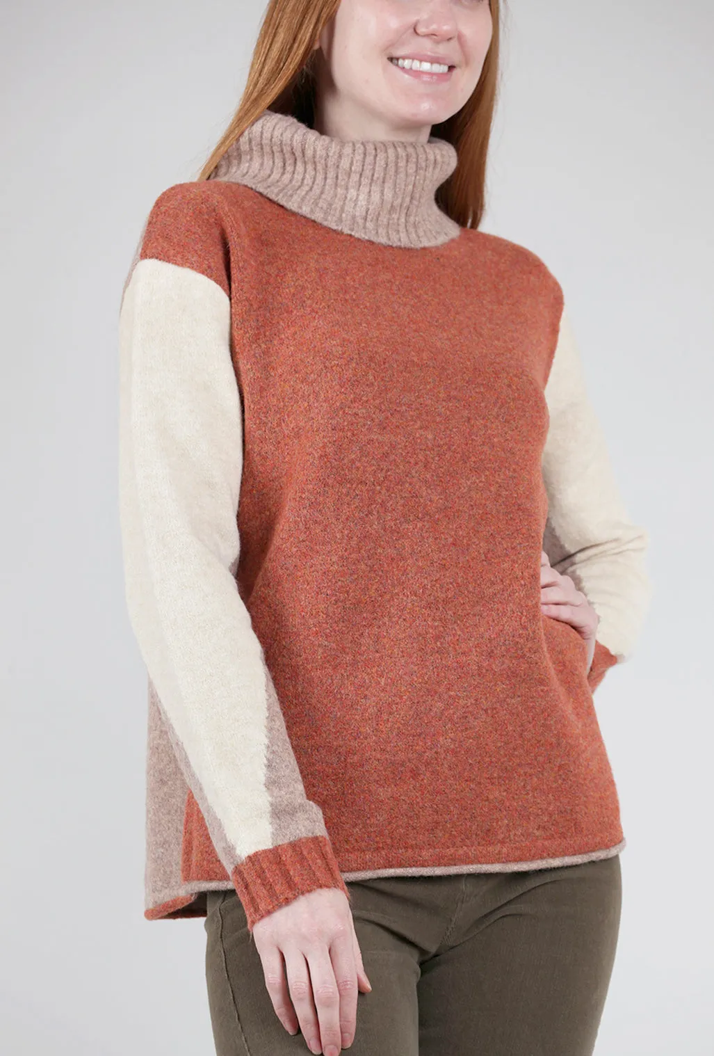 Color Block Turtleneck, Rust