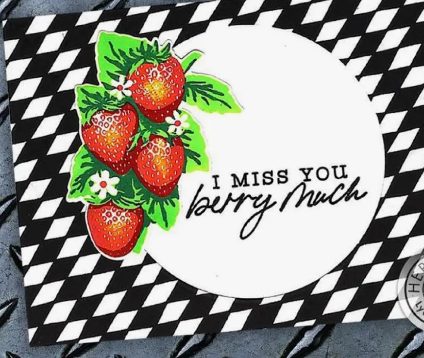 Color layering strawberry stamp set by Hero Arts