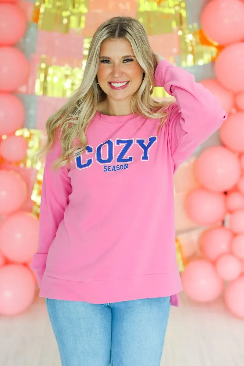 Cozy Season on Pink Sweatshirt