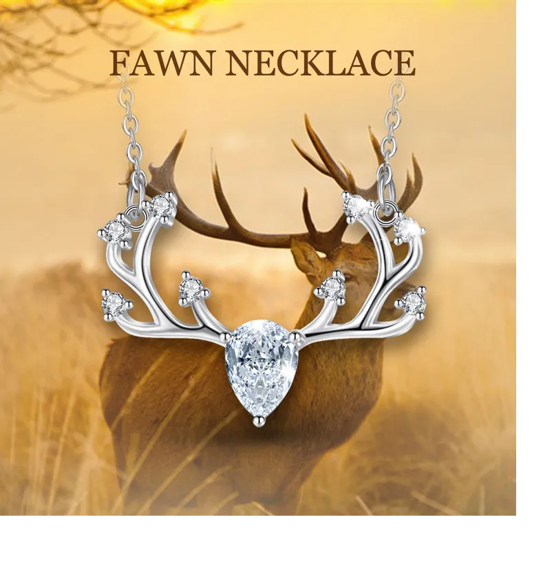 Crystal Antler Layering Necklace Sterling Silver