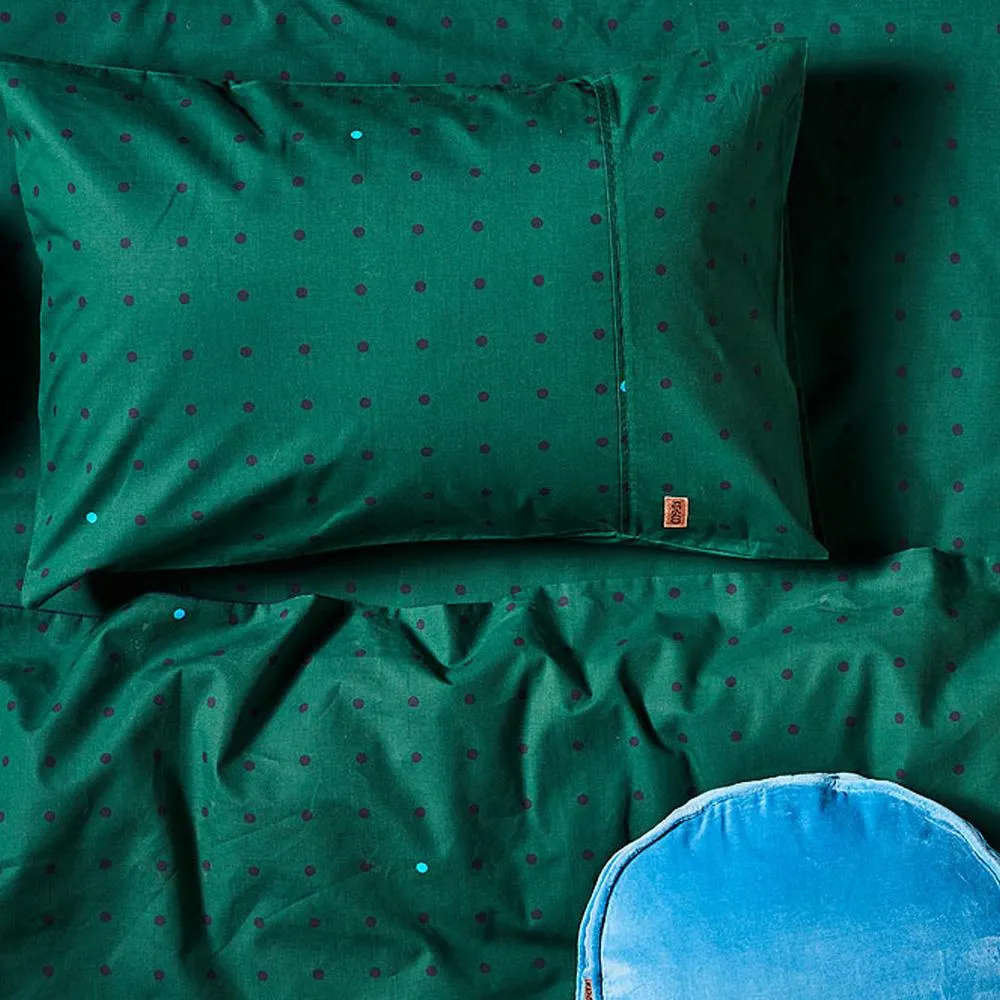 Dots Green Cotton Flat Sheet