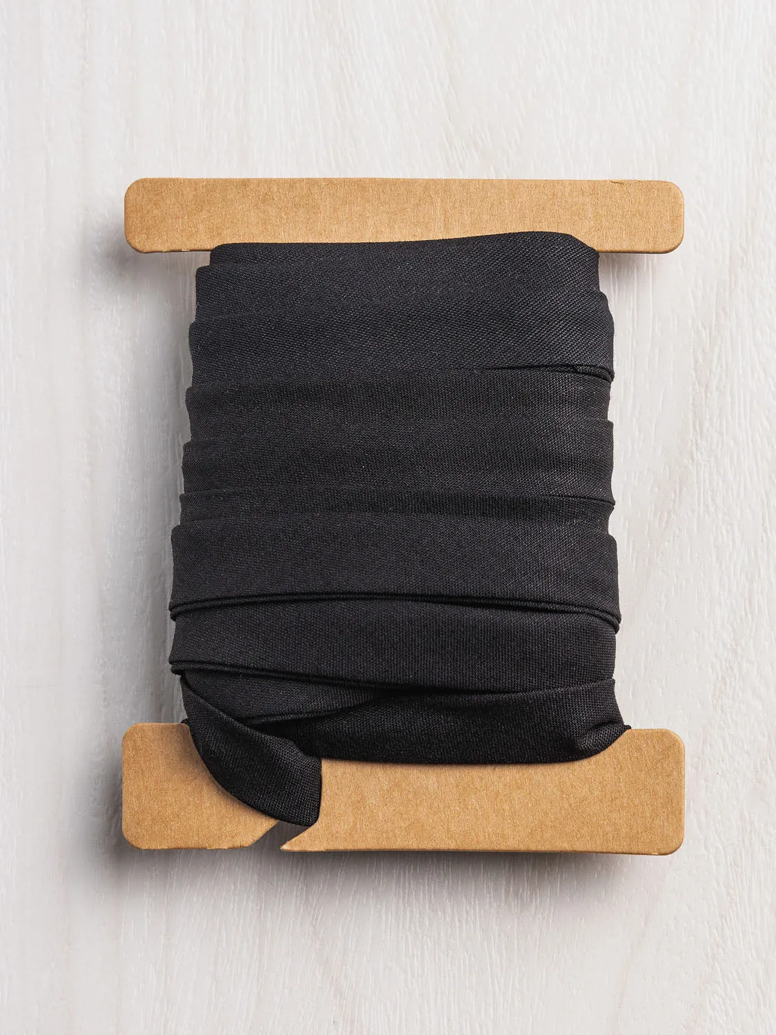 Double-Fold Cotton Poplin Bias Tape - 1/2" (13mm) wide - Black