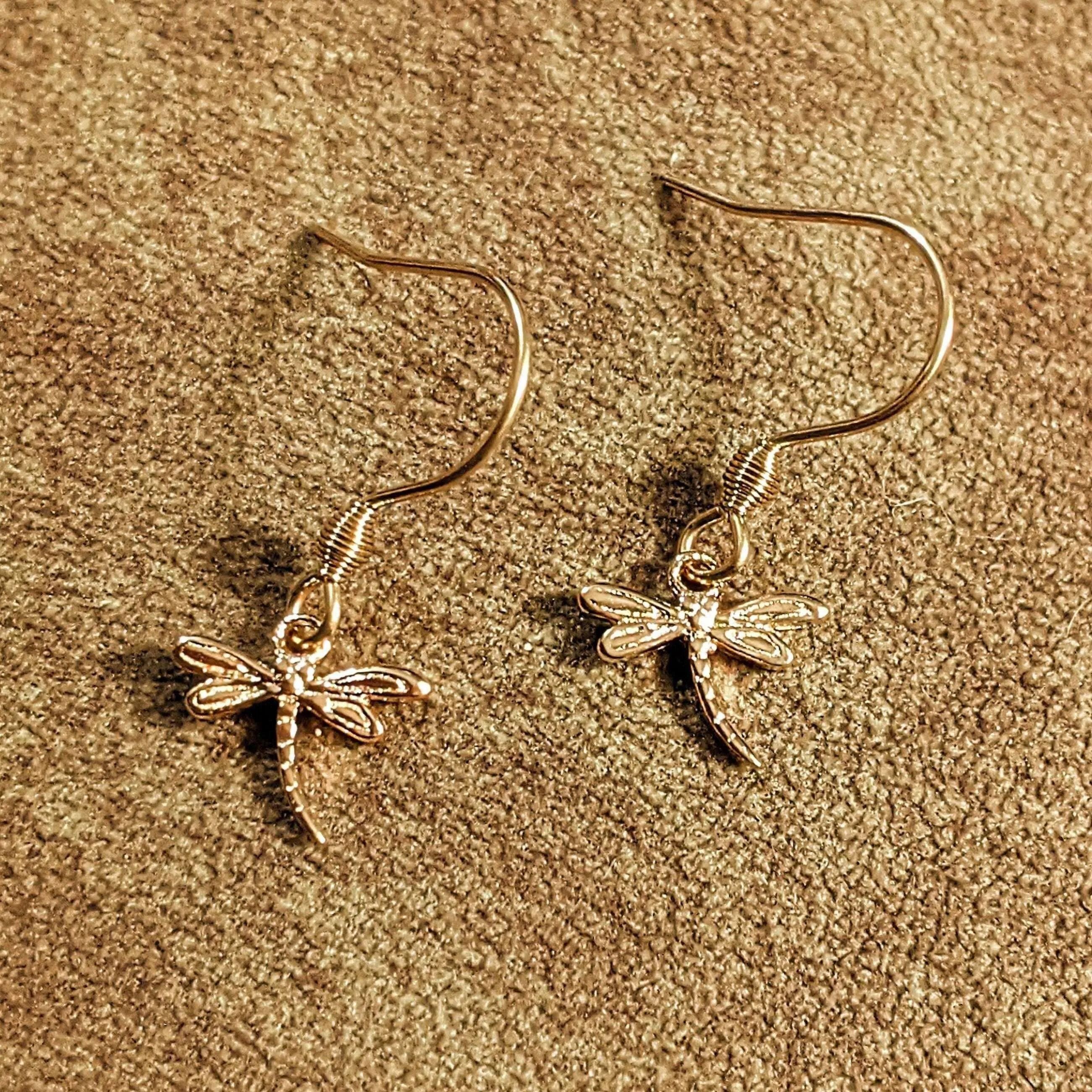 Dragonfly Rose Gold necklace/earrings set, 18 inch