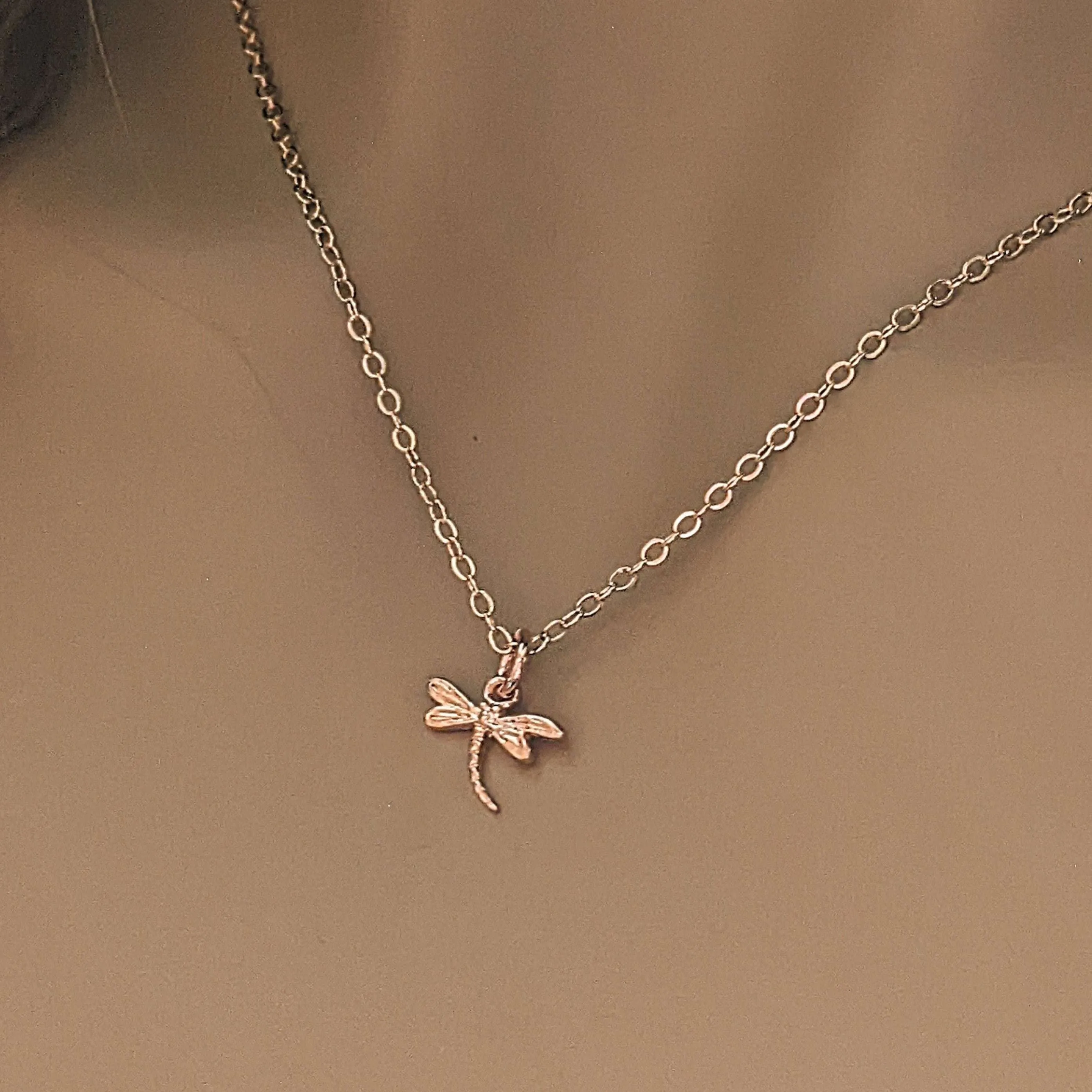 Dragonfly Rose Gold necklace/earrings set, 18 inch