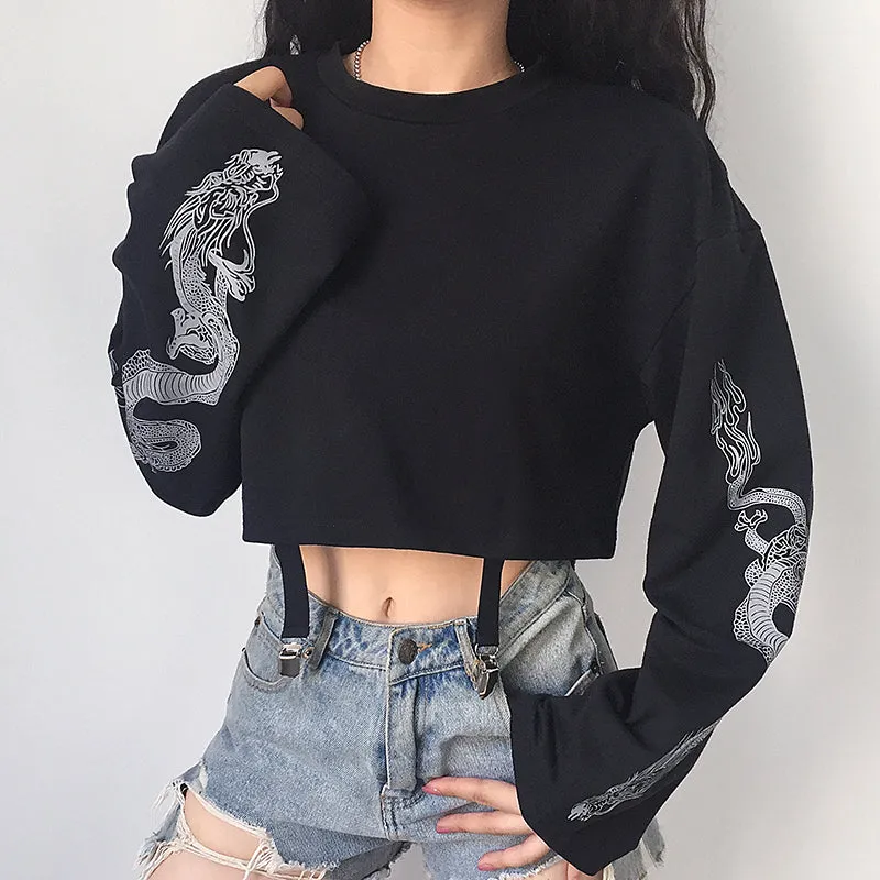 Dragons Lair' Black Alt Grunge Dragon Sweatshirt