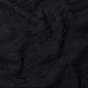 Elio Cotton Linen Fringe Jacquard Dark Side Black ½ yd