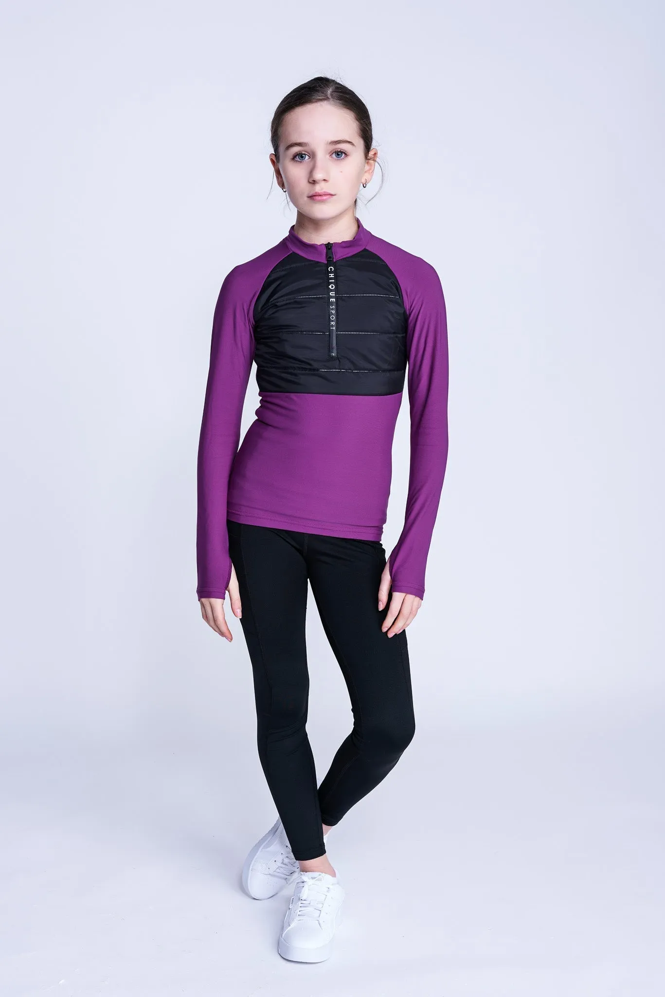 Empower Padded Half-Zip Top in Berry