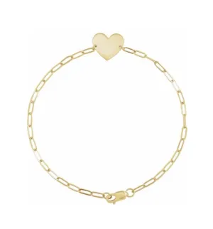 Engraved Heart Paperclip Bracelet