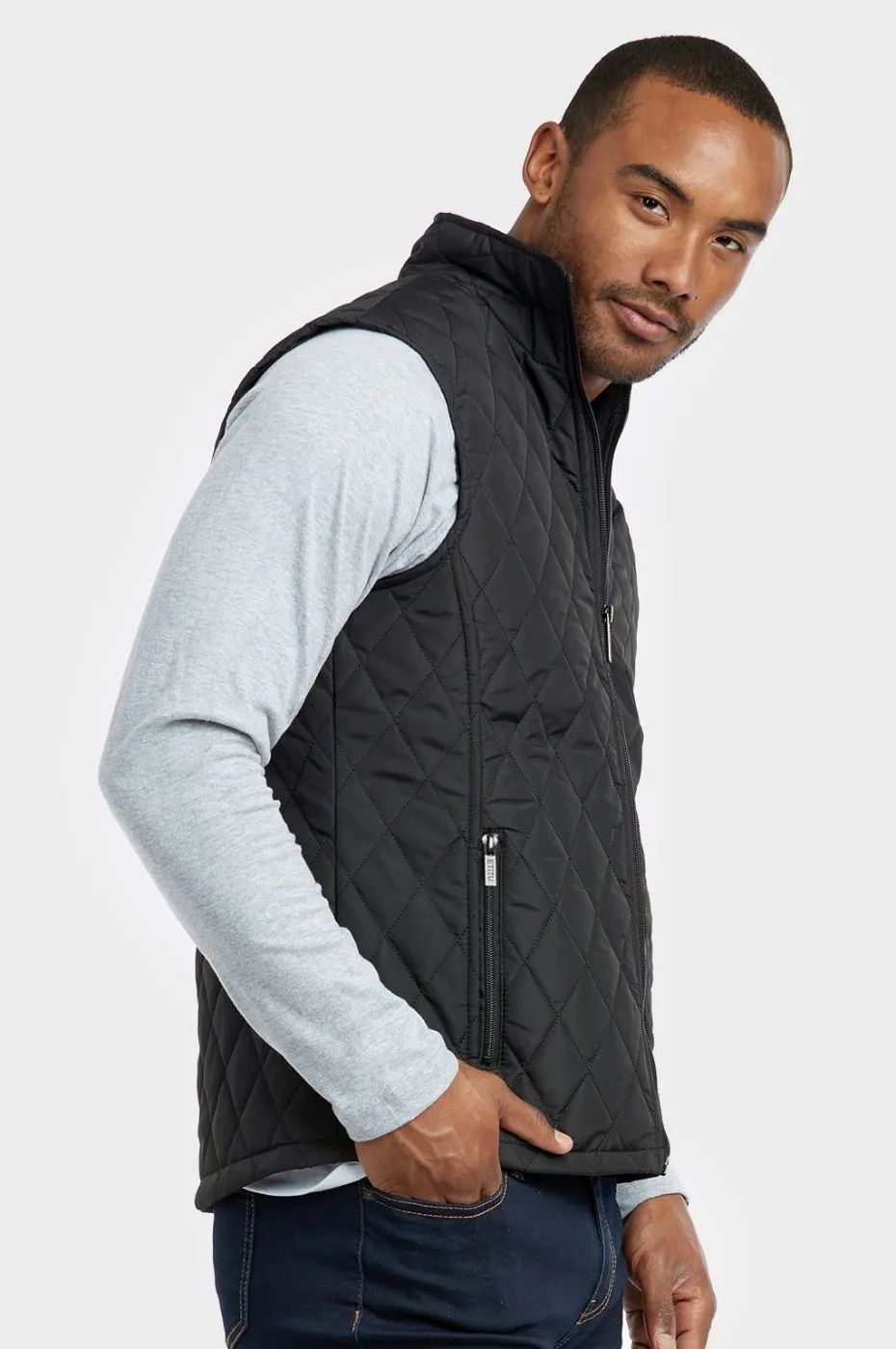 ET|TU MEN'S DIAMOND QUILTED PUFFER VEST (TAV500E_BLACK)