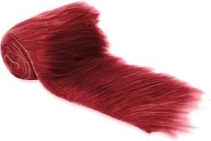 FabricLA Mohair Shaggy Faux Fur Fabric - Pre Cut Strips | Trim Ribbon | DIY Craft, Hobby, Costume, Decoration -Burgundy