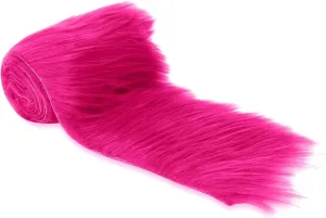 FabricLA Mohair Shaggy Faux Fur Fabric - Pre Cut Strips | Trim Ribbon | DIY Craft, Hobby, Costume, Decoration - Fuchsia