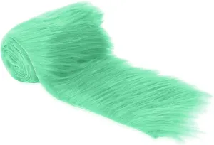 FabricLA Mohair Shaggy Faux Fur Fabric - Pre Cut Strips | Trim Ribbon | DIY Craft, Hobby, Costume, Decoration - Mint