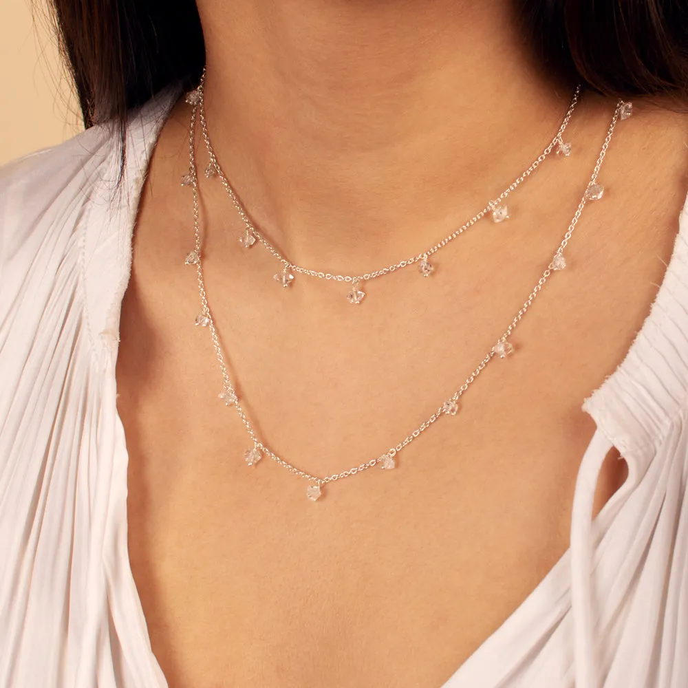 Falling Herkimer Necklace - All Silver