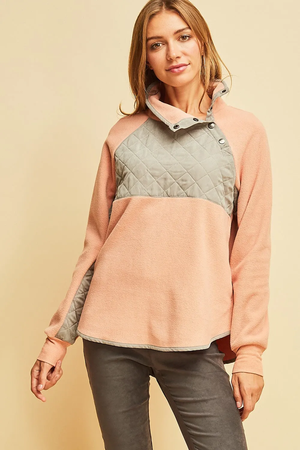 Fashion Colorblock Pullover in Mauve