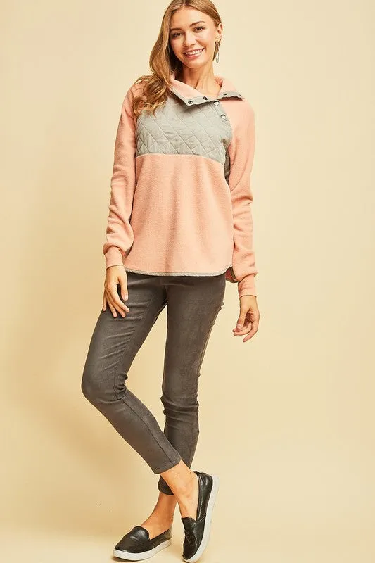 Fashion Colorblock Pullover in Mauve