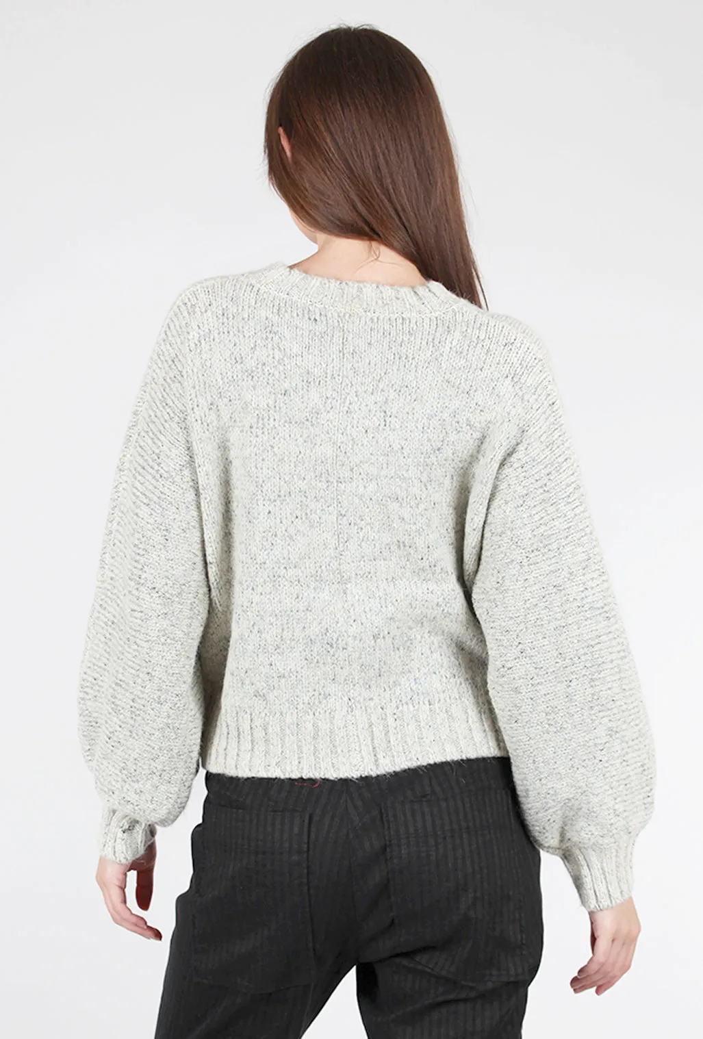 Front-Weave Dolman Sweater, White