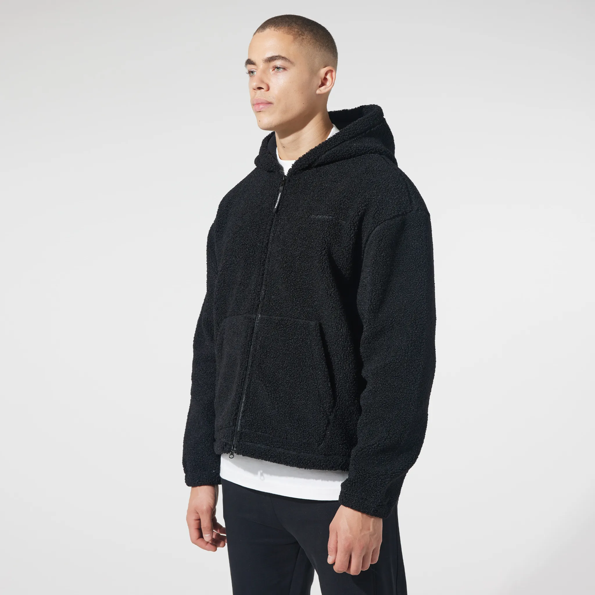 Full Zip Borg Jacket | Black