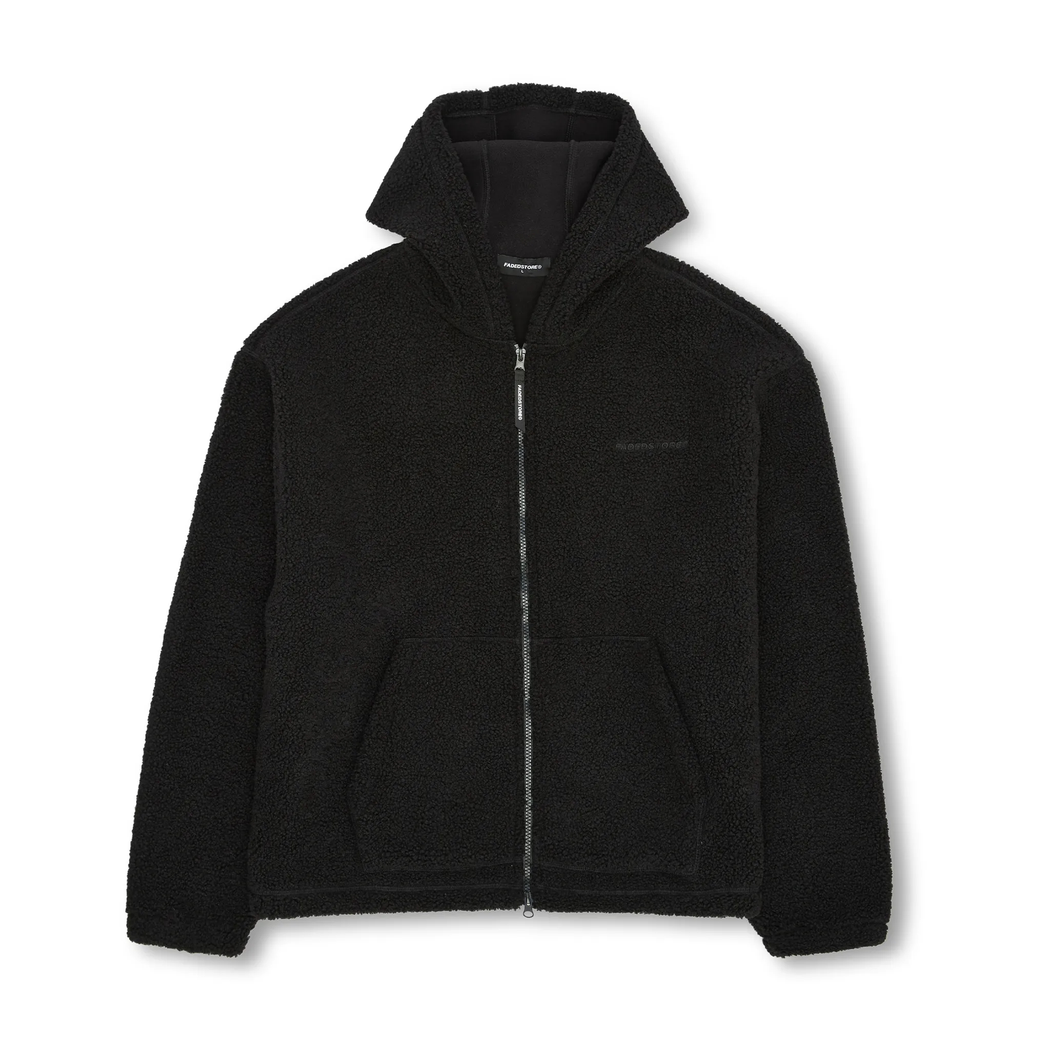 Full Zip Borg Jacket | Black