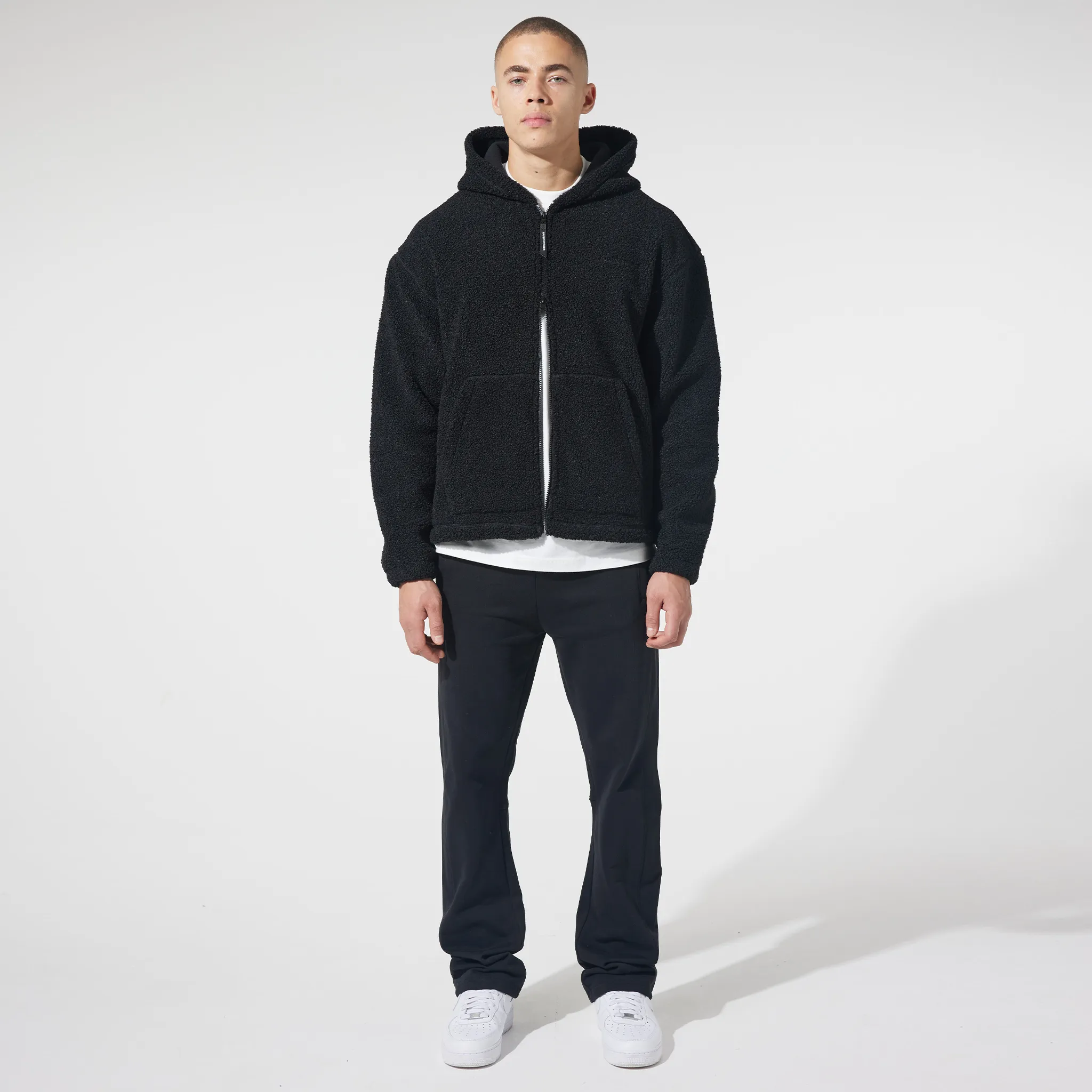 Full Zip Borg Jacket | Black