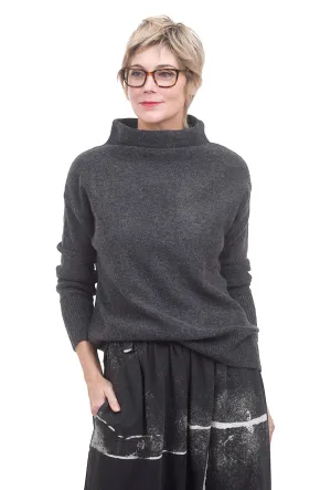 Funnel-Neck Tapered Sweater, Charcoal