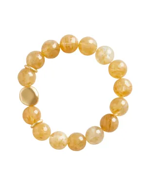 Handmade Matte Gold Plate Citrine Quartz Stretch Bracelet