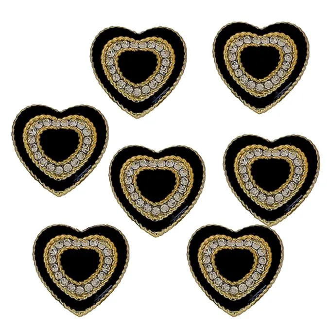 Heart-Shaped Rhinestone Metal Buttons(8 Big   8 Small)