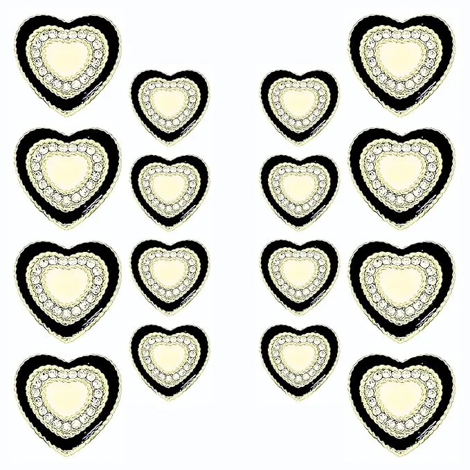 Heart-Shaped Rhinestone Metal Buttons(8 Big   8 Small)