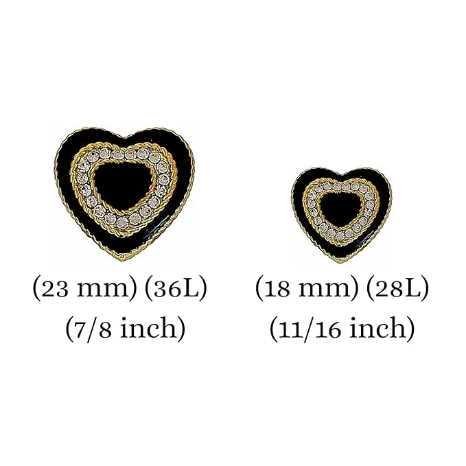 Heart-Shaped Rhinestone Metal Buttons(8 Big   8 Small)